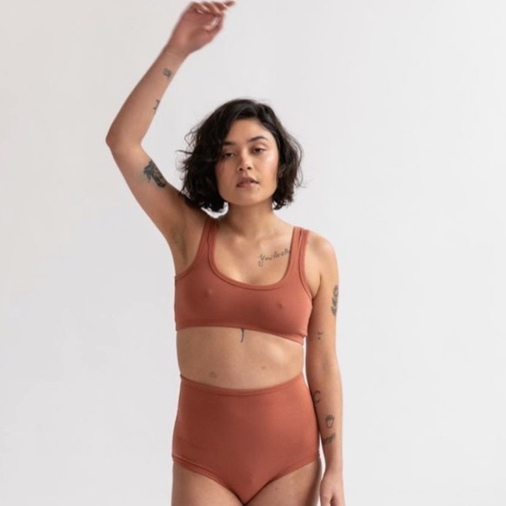 ARQ high rise undies in rose quartz size medium